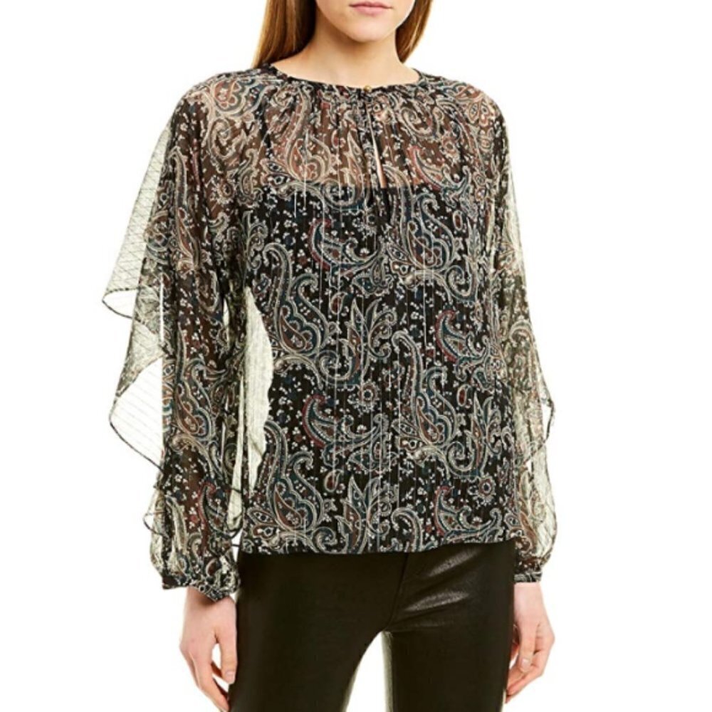 Joie 'Kriston' Paisley Print Semi-Sheer L/S Blouse